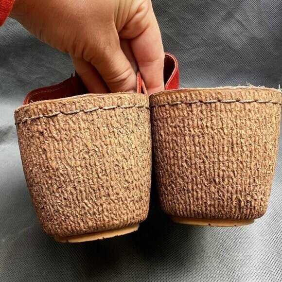 Spring Step Size 41 Red Wedge Heels Sandals Leather Boho Shoes Artsy US 9.5-10 - Picture 5 of 9